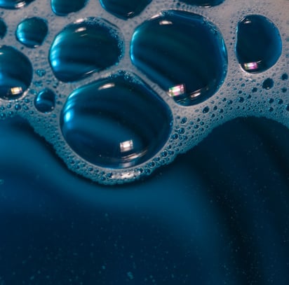 blue laundry detergent bubbles